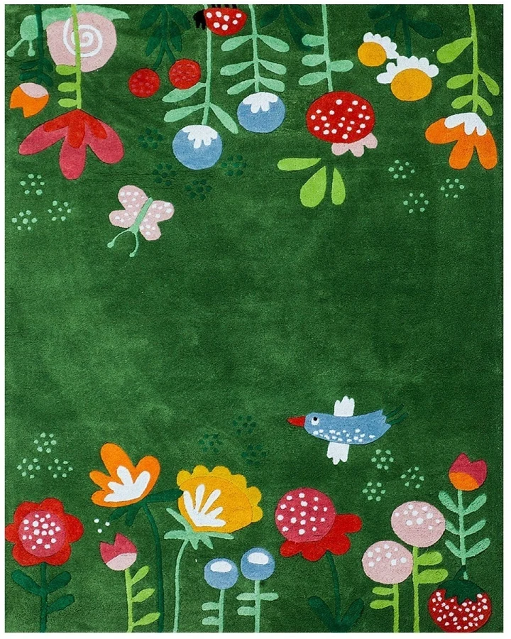 Kinderteppich Bio-Baumwolle "Blumen" Maße ca. 100 x 130 x 1,5 cm