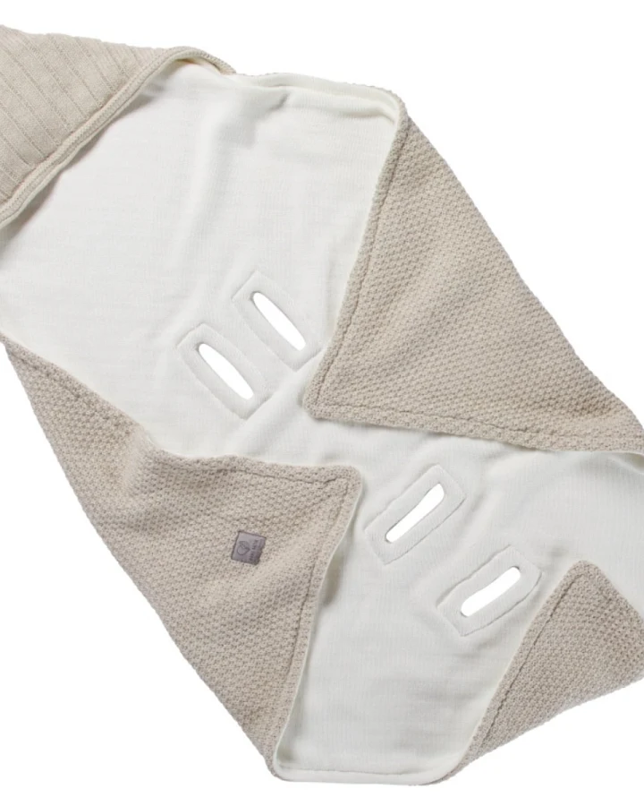 Einschlagdecke Babyschale Bio-Baumwolle light beige melange Maße 75 x 75 cm