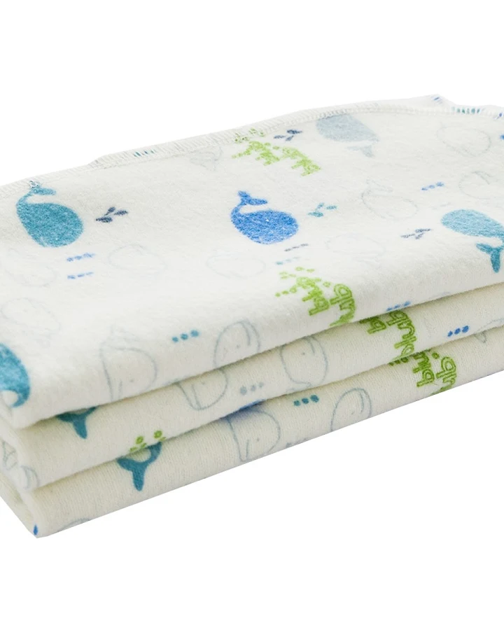 Moltontücher Bio-Baumwolle 3er Set, 40 x 40 cm Wale