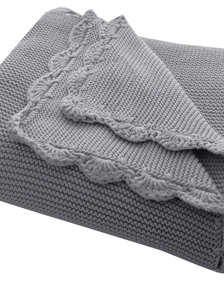 Babydecke Bio-Baumwolle mit Muschelkante, graphit Maße 80 x 100 cm