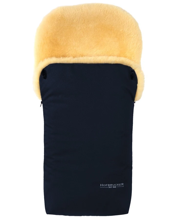 Hofbrucker Fußsack Kinderwagen Lammfell "Putzi" navy blue Maße 90 x 34 x 10 cm