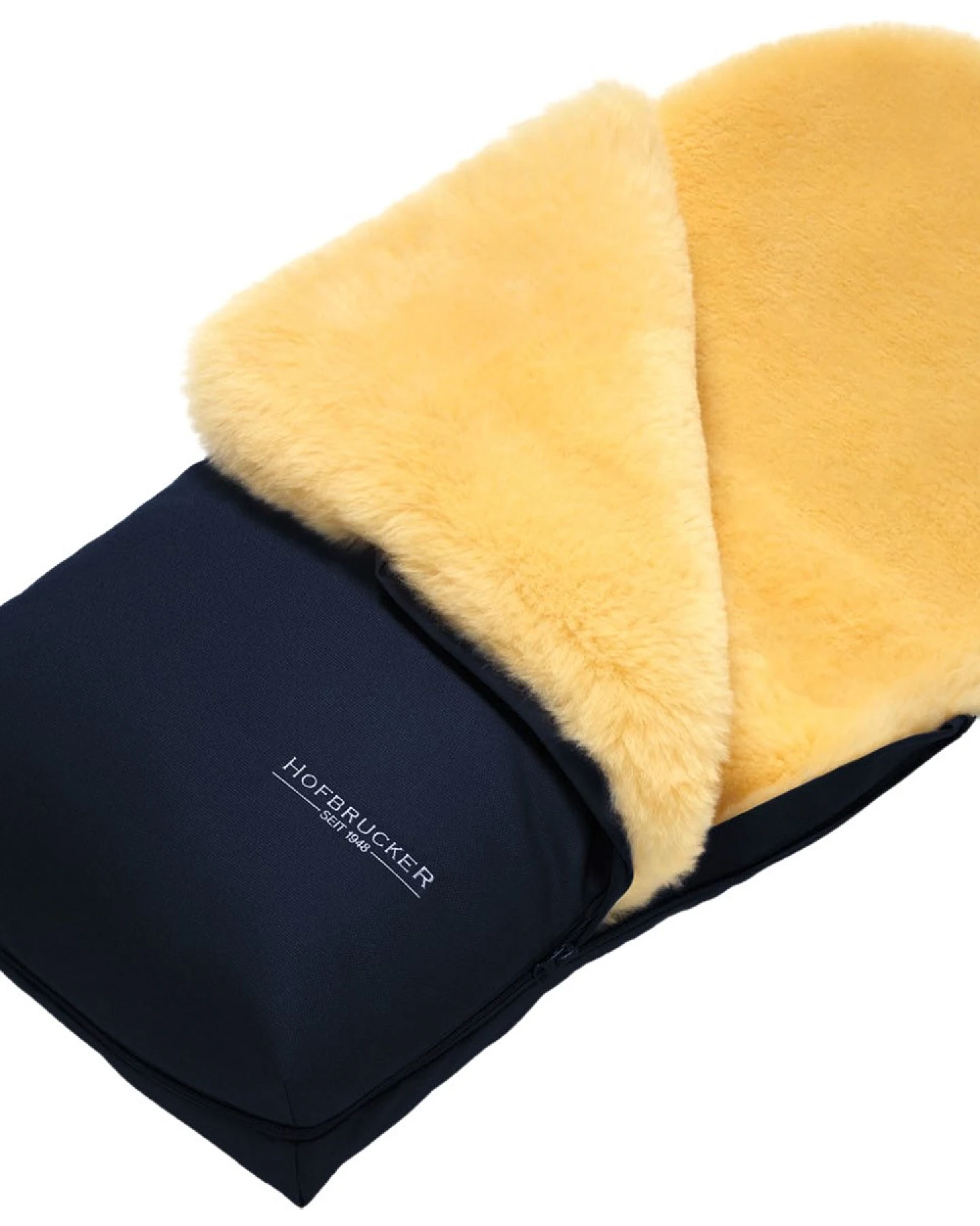 Hofbrucker Fußsack Kinderwagen Lammfell "Putzi" navy blue Maße 90 x 34 x 10 cm – Ansicht 2