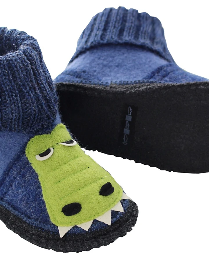 Kinder Hausschuhe Hüttenschuhe Krokodil blau Gr.23