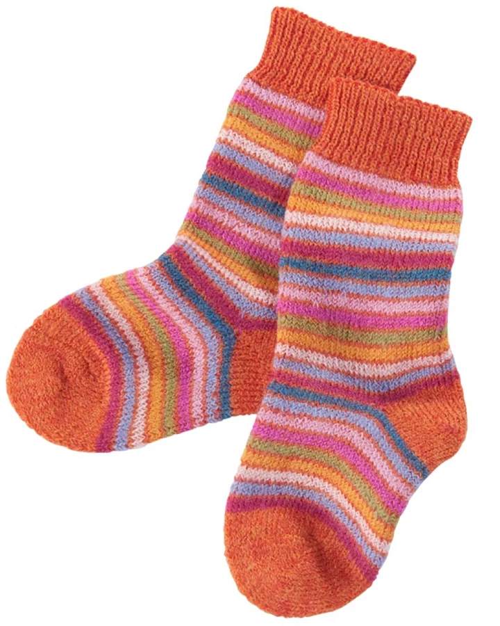 Kinder Socken Bio-Schurwolle Rainbow mango Gr.27-28
