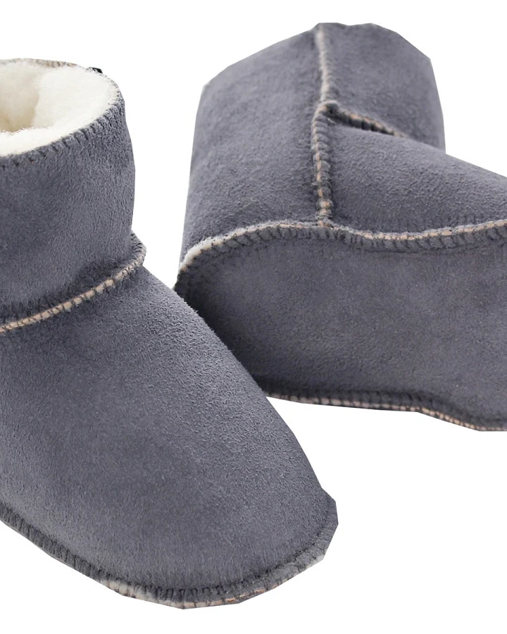 Babyschuhe Lammfell, Veloursleder, pflanzlich gegerbt grau Gr.16/17