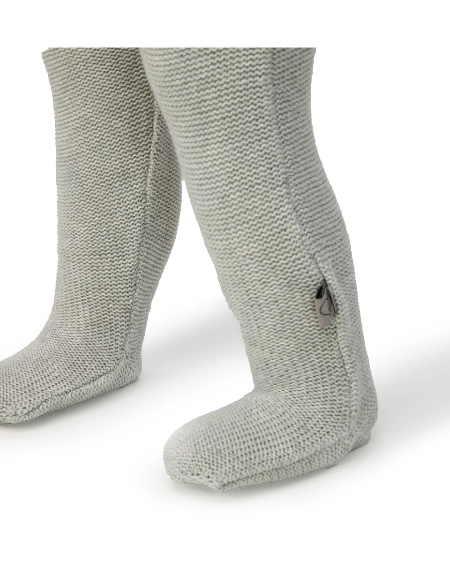 Baby Hose mit Füßchen Baumwolle Strick hellgrau melange Gr.50/56 – Ansicht 2