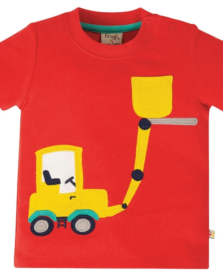 Frugi Baby und Kinder T-Shirt Truck rot Gr.3 (6-12 Monate)
