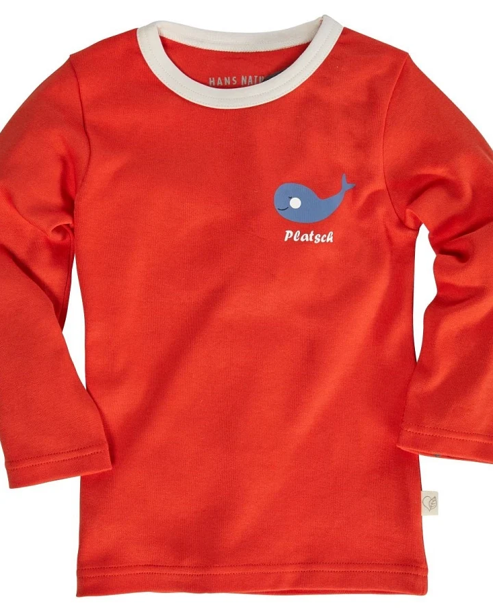 Kinder Langarmshirt Bio-Baumwolle rot mit Druck Gr.86/92