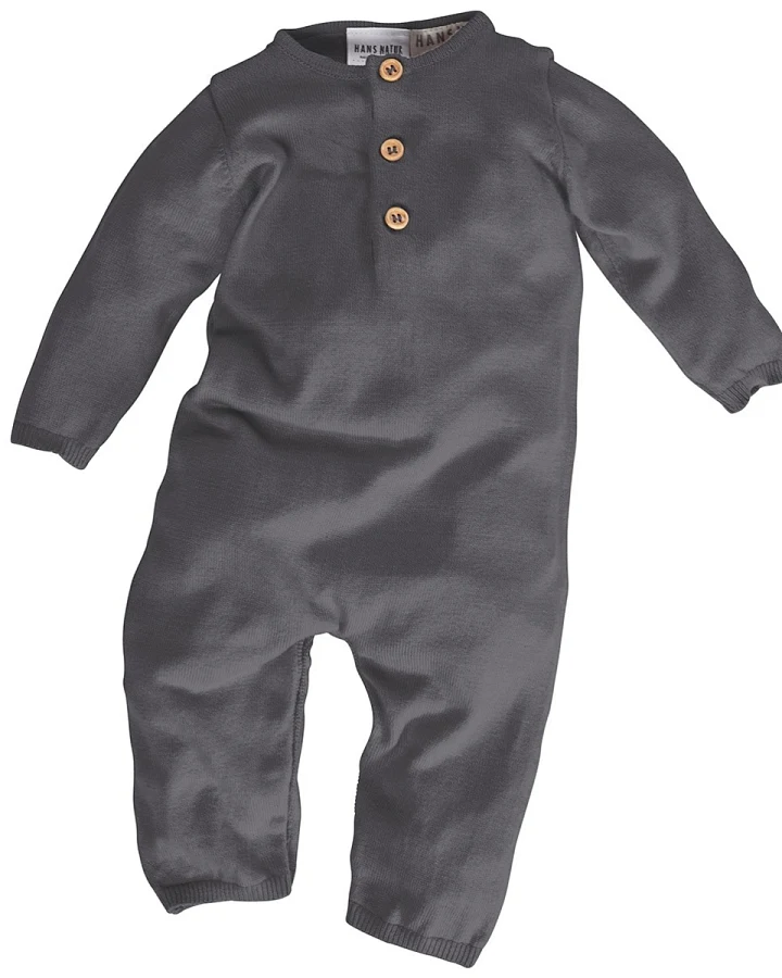 Baby Overall Bio-Baumwolle Strick dunkelgrau melange Gr.50/56