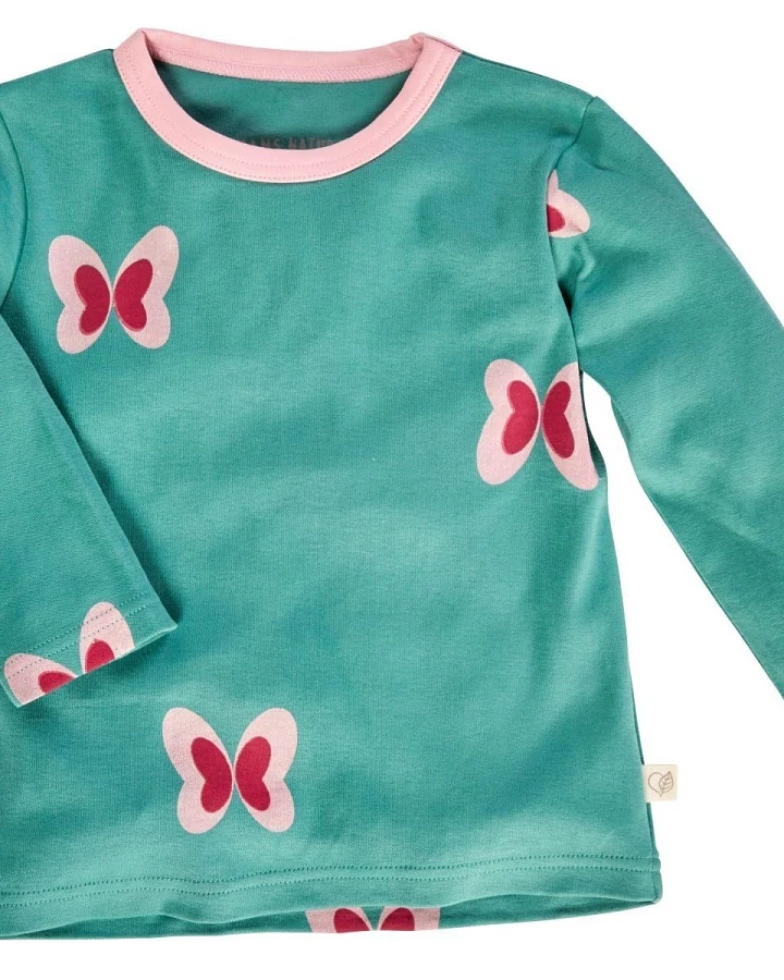 Kinder Langarmshirt Bio-Baumwolle Schmetterling rosa Gr.86/92