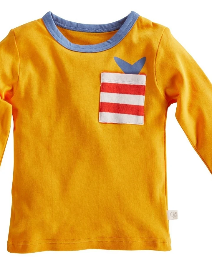 Kinder Langarmshirt Bio-Baumwolle orange mit Tasche Gr.86/92