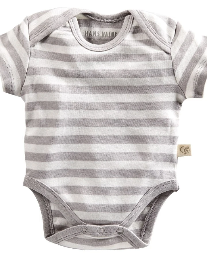 Baby Body Kurzarm Bio Baumwolle grau-off white Gr.74/80