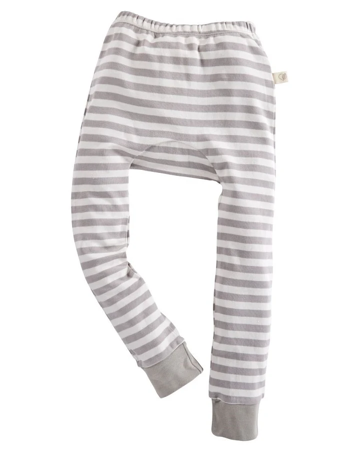Kinder Unterhose lang Bio-Baumwolle grau-off white Gr.98/104