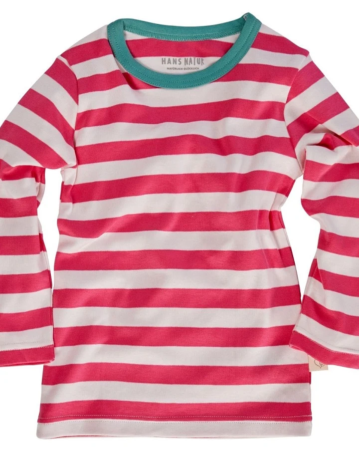 Kinder Langarmshirt Bio-Baumwolle pink-off white Gr.86/92