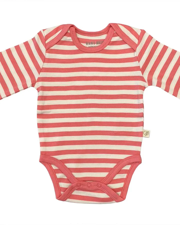 Baby Langarmbody Bio-Baumwolle rosa-off white Gr.74/80