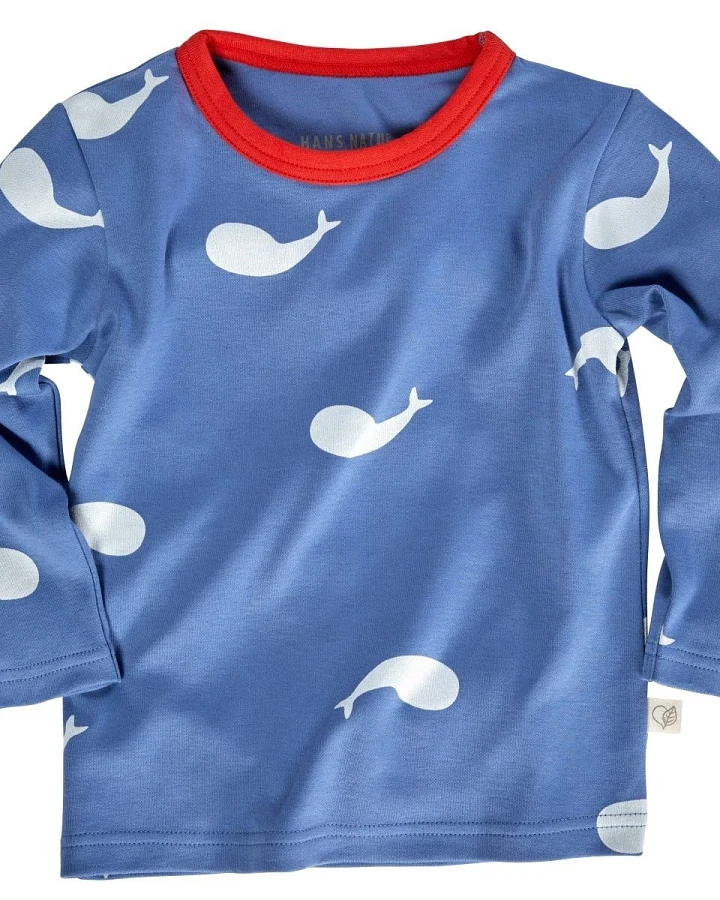 Kinder Langarmshirt Bio-Baumwolle Wal blau Gr.86/92