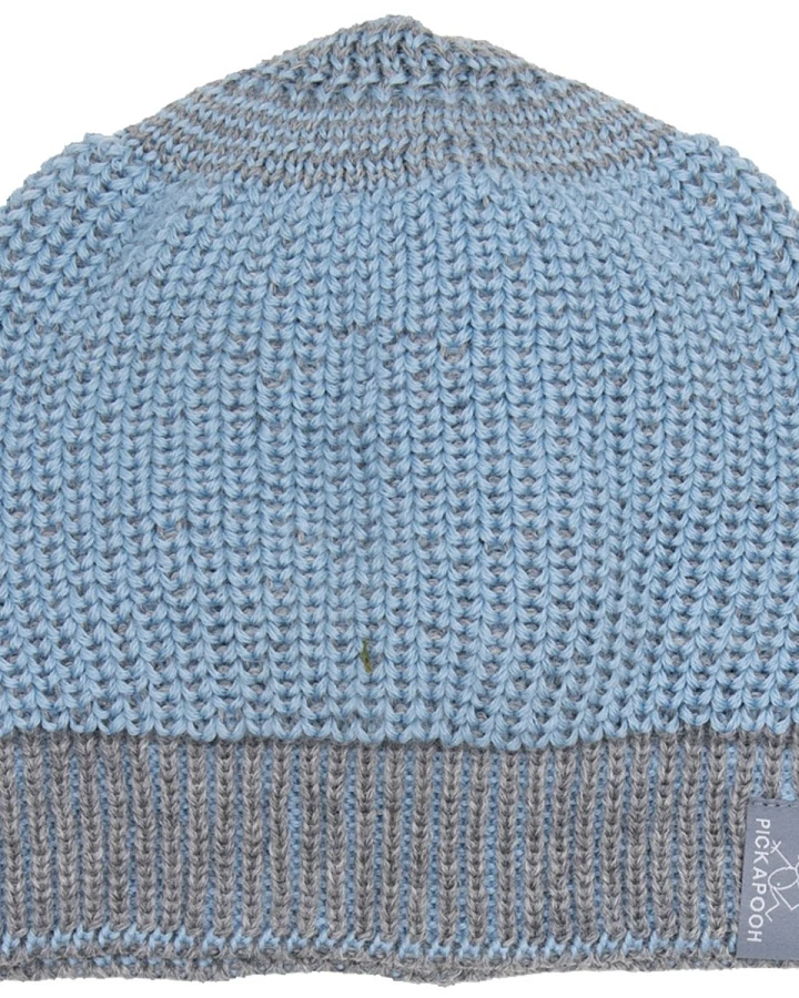 Pickapooh Kinder Mütze "Wilma" Bio Schurwolle blau-grau Gr.1 (44-50)