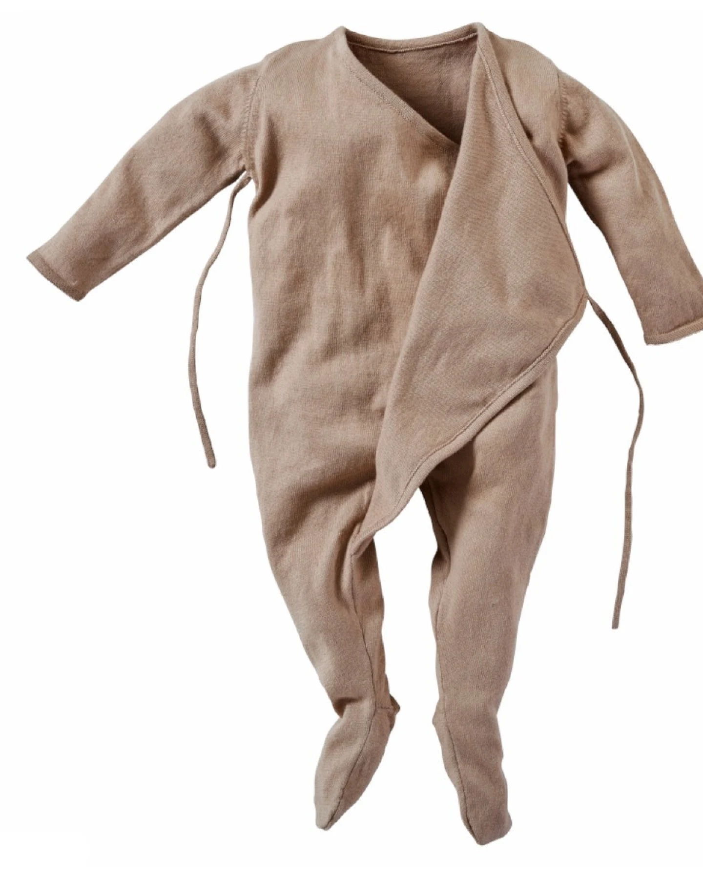 Baby Wickel Strampler Baumwolle Feinstrick beige Gr.50/56 – Ansicht 2