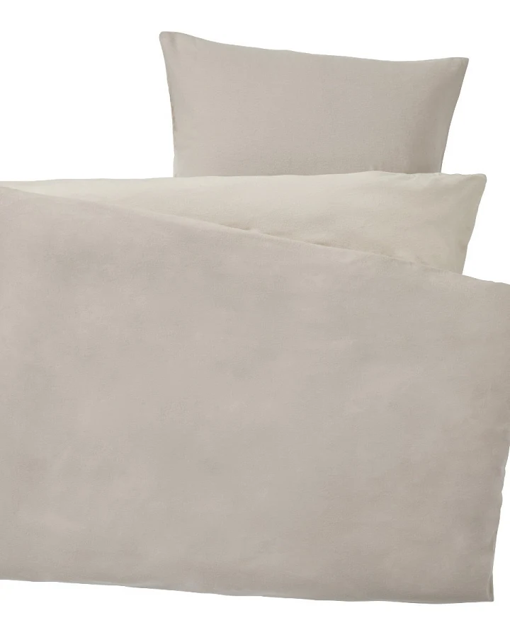 Biber Bettwäsche zum Wenden Bio-Baumwolle grau Bettbezug 135 x 200 cm, Kissen 80 x 80 cm