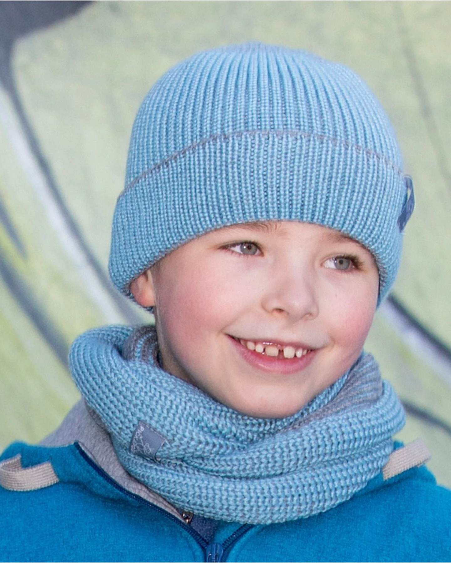 Pickapooh Kinder Mütze "Walter" Bio Schurwolle blau-grau Gr.1 (48-50) – Ansicht 2