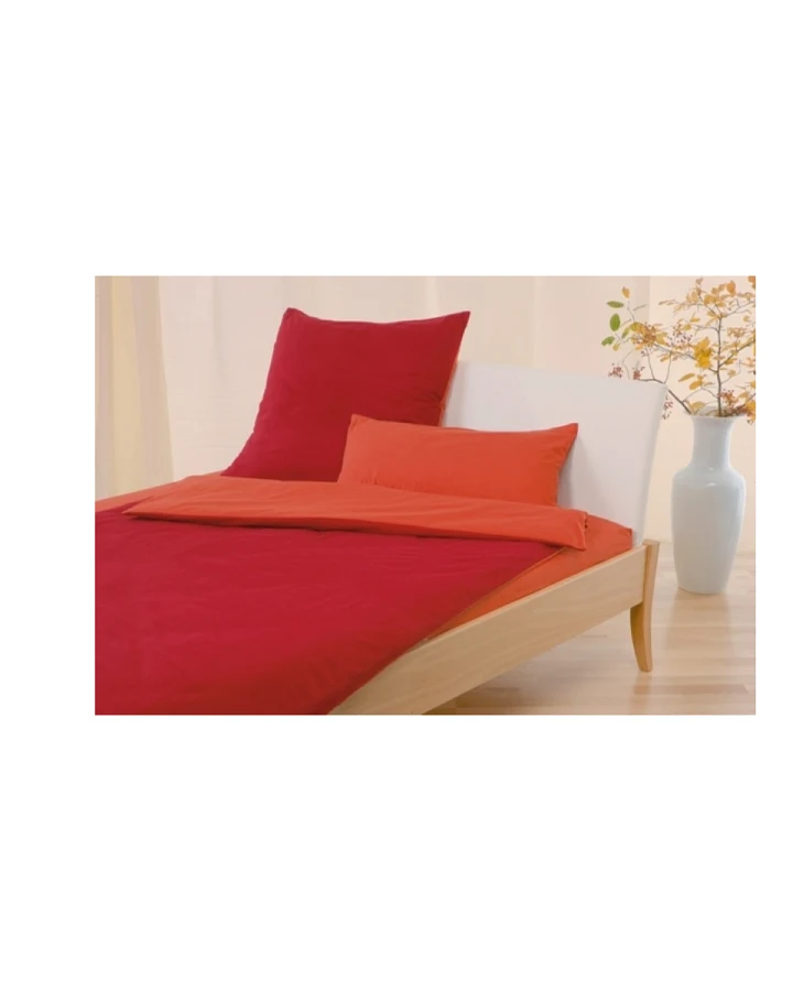 Biber-Wendebettwäsche Bio-Baumwolle rot-orange Set 155x220 / 40x80 cm