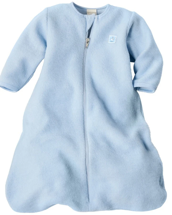 Schlafsack Baby, Baumwolle (kbA)/Schurwolle (kbT), "Milou" hellblau Gr.1 (ca. 75-80 cm)
