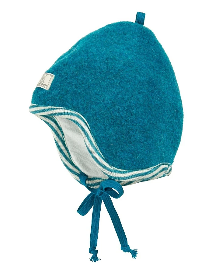 Pickapooh Kinder Mütze Bio-Merinowolle Fleece petrol Gr.48