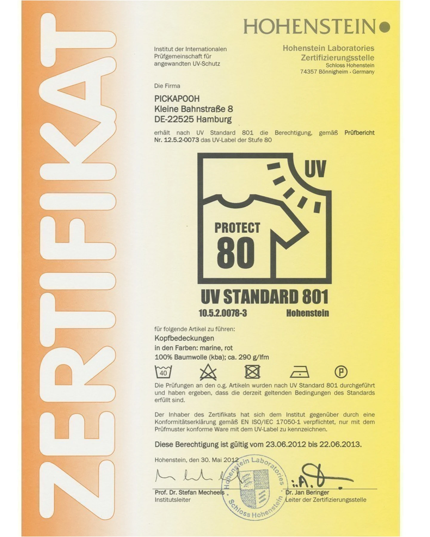 Pickapooh Baby und Kinder Mütze UV-80 marine Gr.52 – Ansicht 2