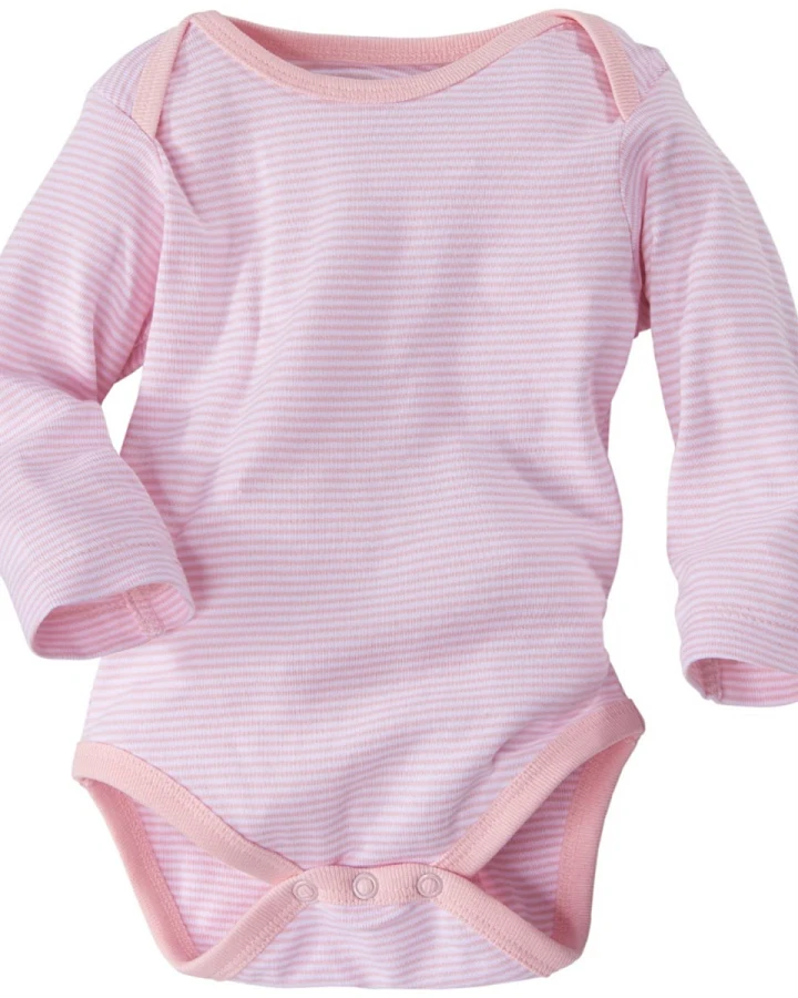 Baby Langarmbody Bio-Baumwolle rose-weiß gestreift Gr. 74/80