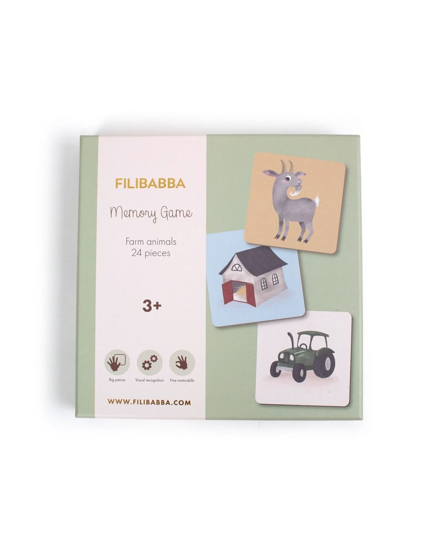 Memo Spiel Gedächtnisspiel Bauernhoftiere, 24-teilig Maße 17 cm x 17 cm x 2,5 cm – Ansicht 2
