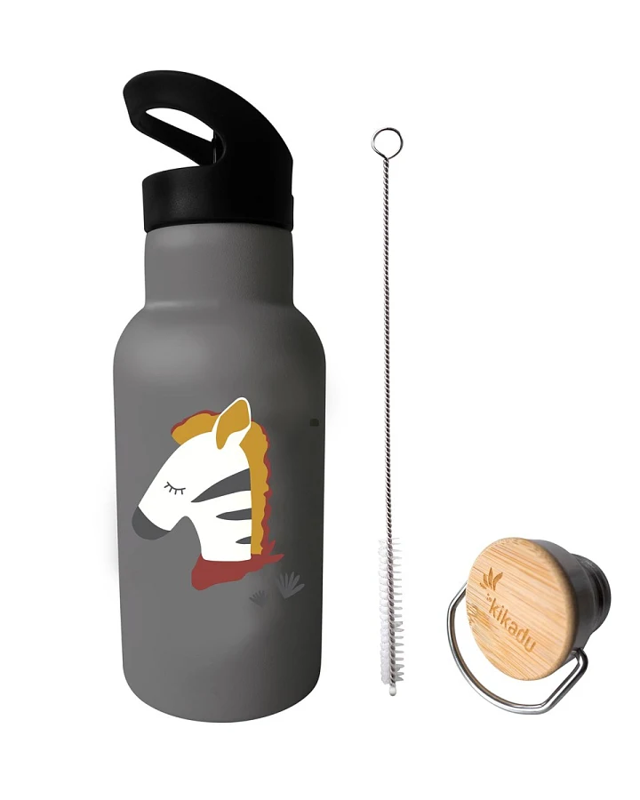 Kinder Edelstahl Trinkflasche Zebra grau Maße 20 x 7 cm, 350 ml