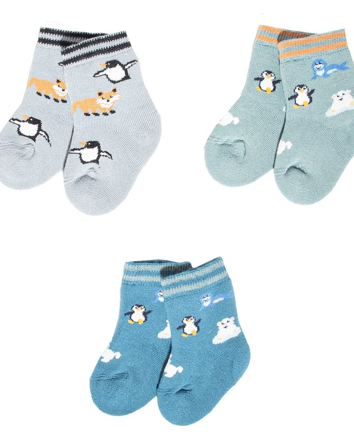 Babysöckchen 3er Set arktische Tiere Gr.00