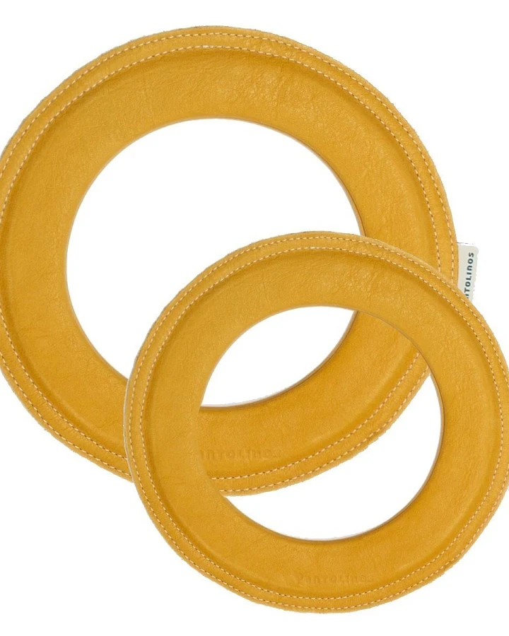 Frisbee Wurfring "Loop" aus pflanzlich gegerbtem Leder honey Gr. M und L