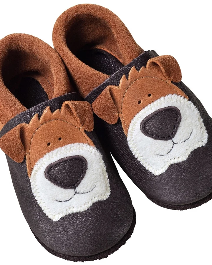 Kinder Lederpuschen Krabbelschuhe Bio-Leder "Hund" Gr.24/25