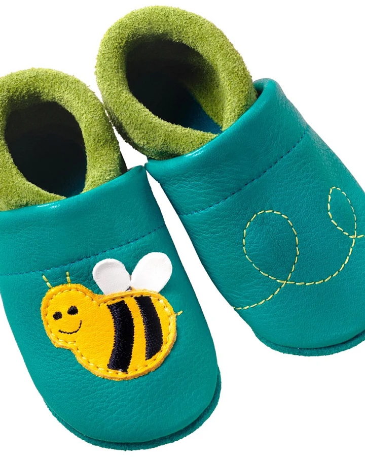 Kinder Lederpuschen Krabbelschuhe Bio-Leder "Biene Susi" Gr.22/23