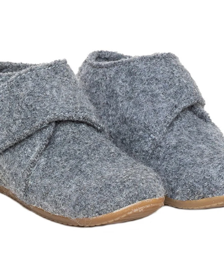 Kinder Hausschuhe Hüttenschuhe Wollwalk "Juno"grau melange Gr.20