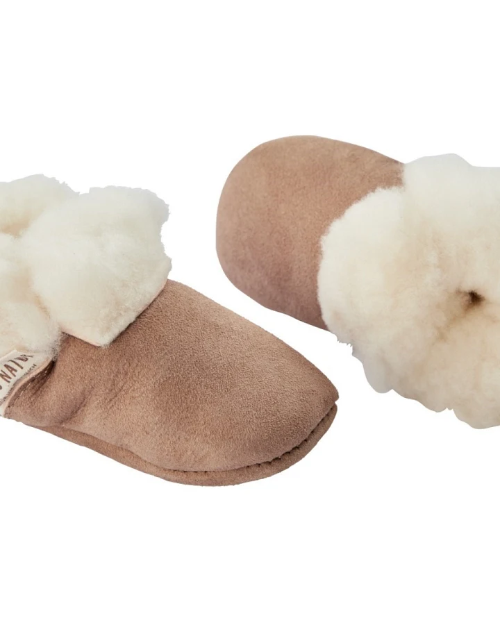 Babyschuhe Lammfell "Bimba", pflanzlich gegerbt naturbraun Gr. 20