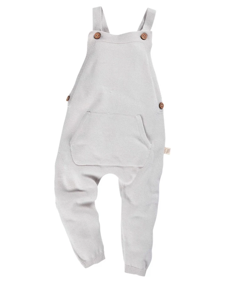 Baby und Kinder Latzhose Strick-Qualität Bio-Baumwolle grau melange Gr.62/68