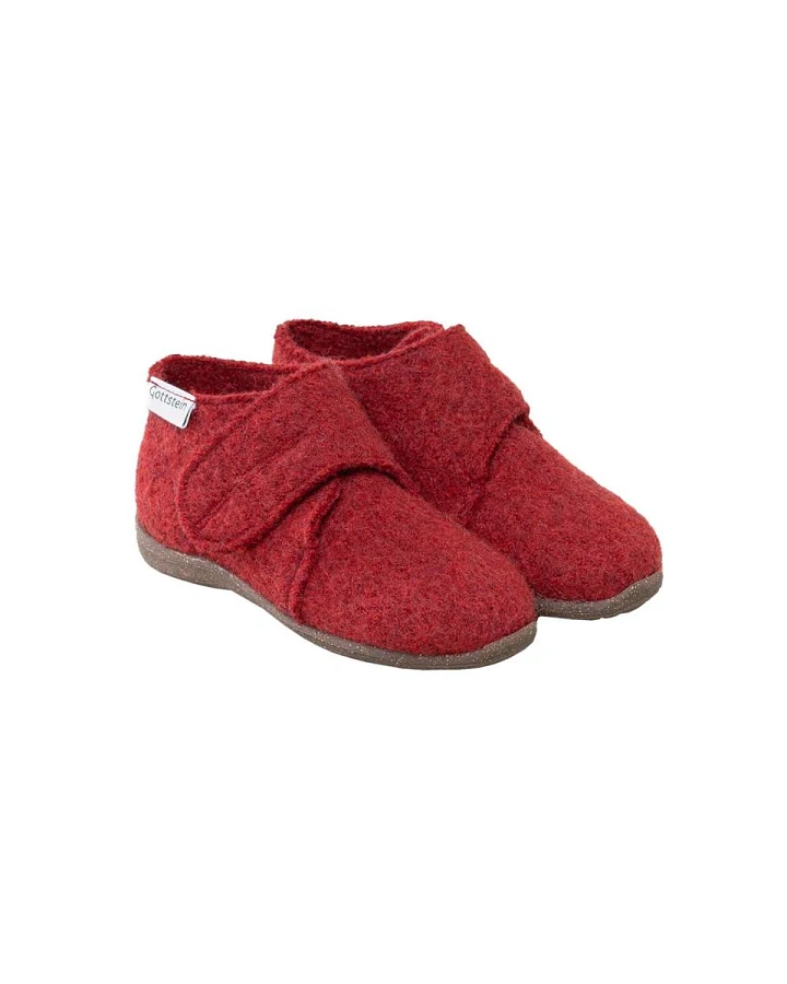 Kinder Hausschuhe Wollwalk Gummi-Kork Sohle rot-melange Gr.26