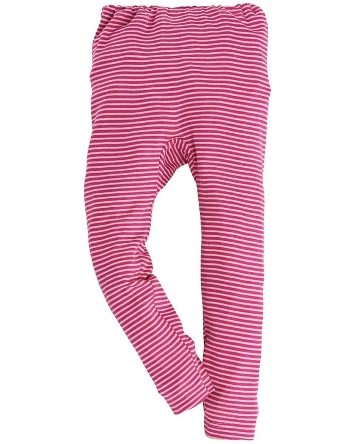 Cosilana Kinder Unterhose langes Bein Wolle Seide pink-geringelt Gr.92