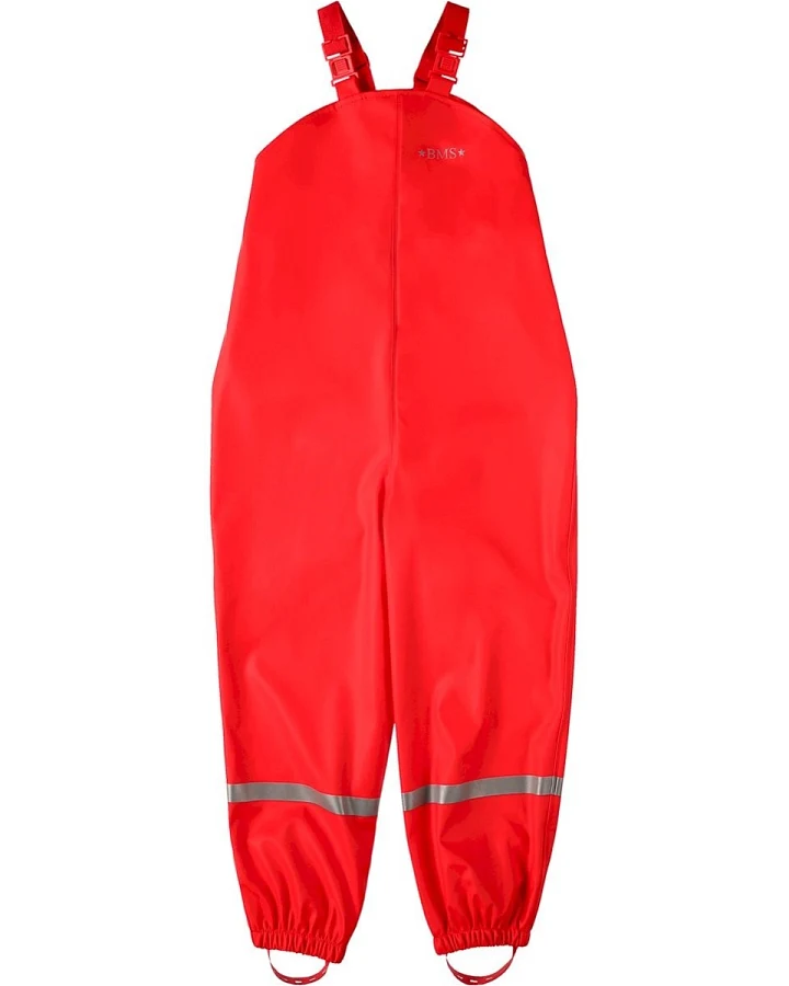 BMS Kinder Buddelhose Regenhose mit Latz Räuberwald SoftSkin rot Gr.80
