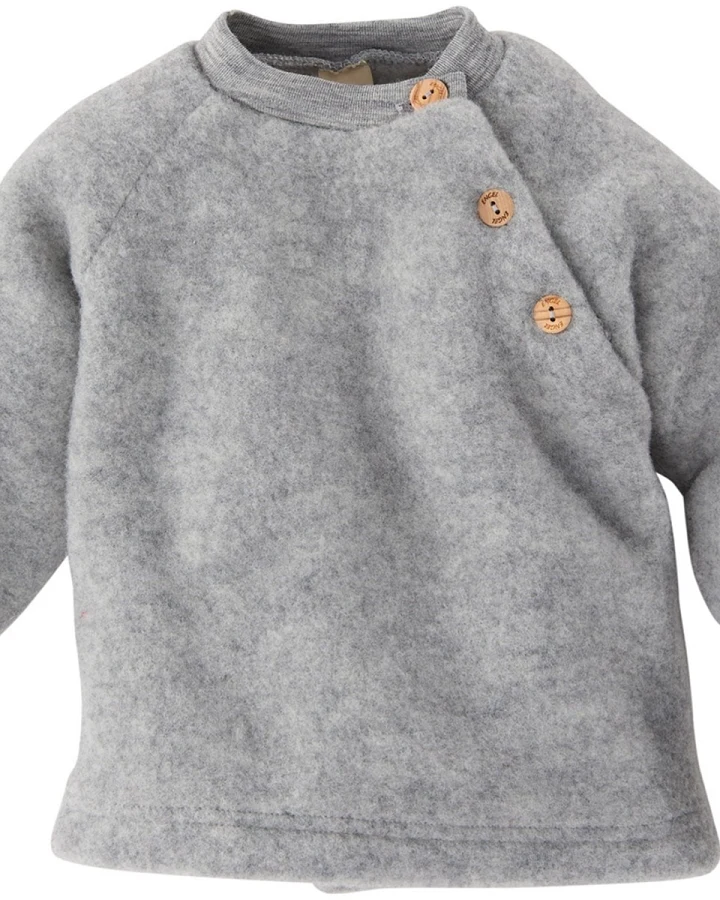 Engel Natur Baby Pullover Bio-Merinowolle Fleece melange-hellgrau Gr. 62/68