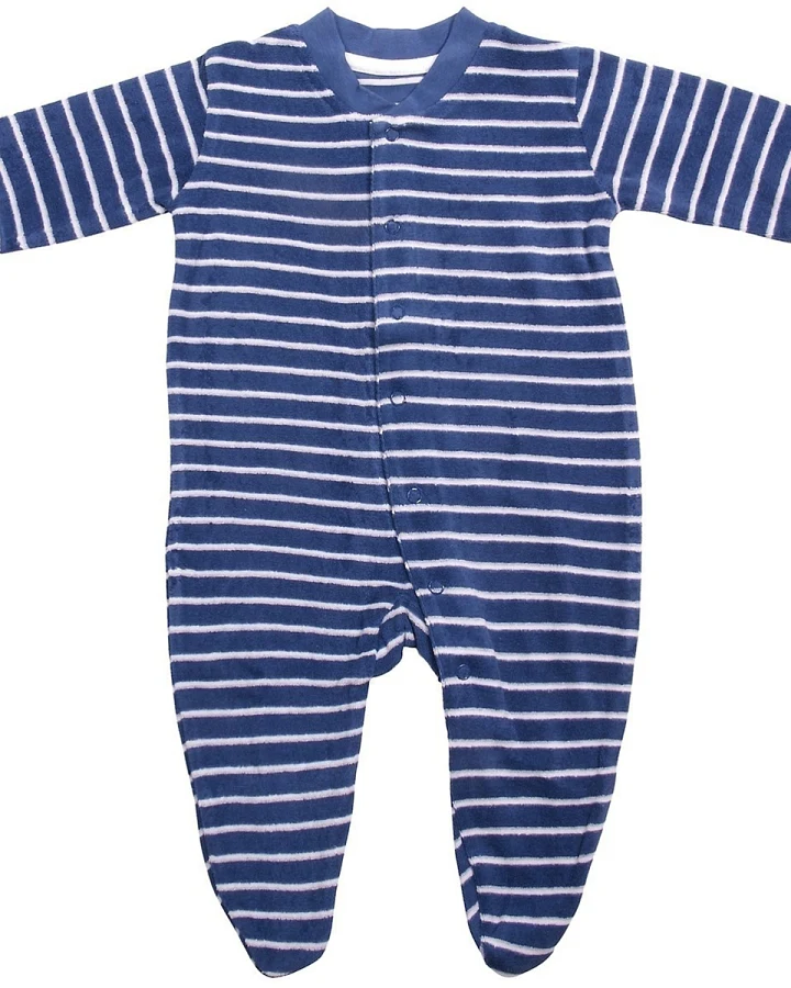 Living Crafts Baby und Kinder Schlafanzug Bio-Baumwolle Frottee marine-weiß gestreift Gr.62