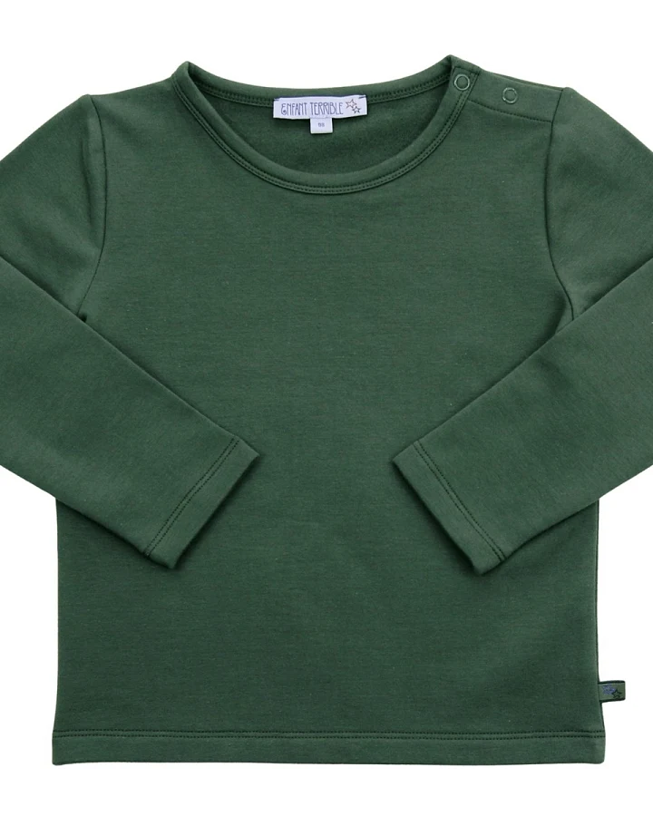 Kinder Langarmshirt Thermo Bio-Baumwolle dark green Gr. 86/92