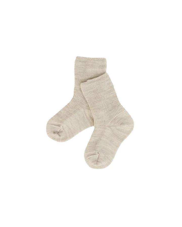 Baby Socken Bio-Schurwolle Feinstrick hellbraun-melange Gr. 00