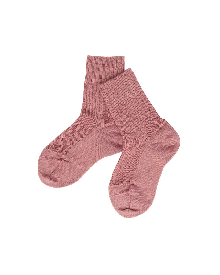 Kinder Socken Bio-Schurwolle Feinstrick altrosa Gr. 1