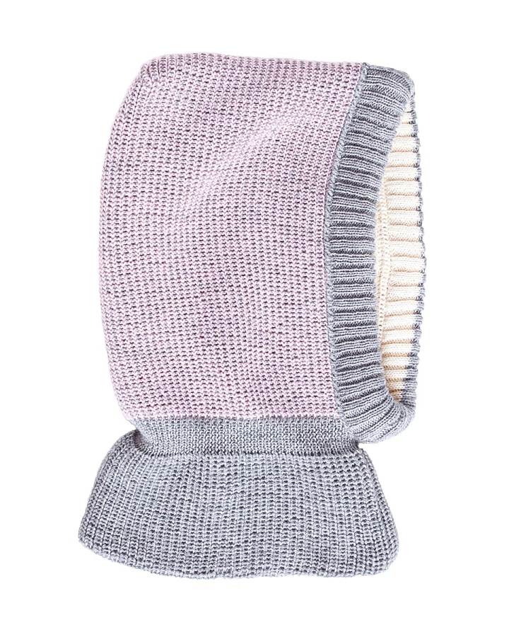 Baby und Kinder Schalmütze grau-rose melange Gr.46/48