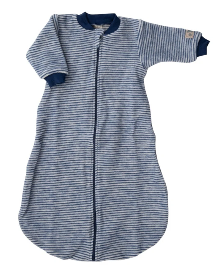 Lilano Schlafsack Baby langer Arm Bio-Merinowolle marine-geringelt Gr.50/56