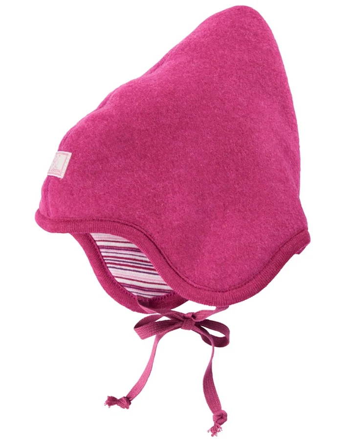 Pickapooh Baby und Kinder Wendemütze "Flora" Bio Schurwolle Fleece fuchsia Gr.48