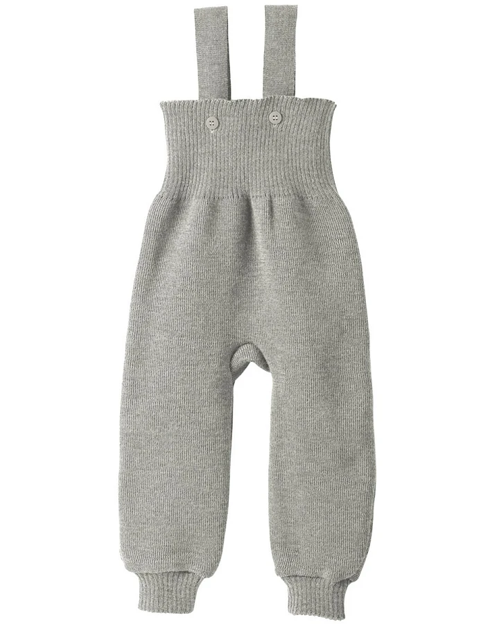 Disana Baby Hose mit Trägern Bio-Merinowolle hellgrau Gr.62/68